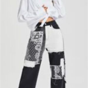 SHEIN Ez-Wear Paisley Patchwork Denim NWOT